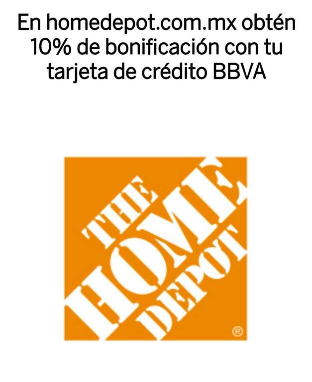 Home Depot: 10% de bonificación con tarjeta de crédito BBVA