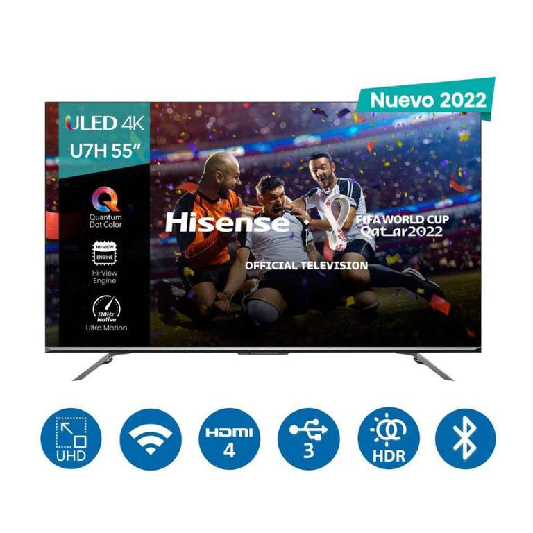 Sam's Club: Hisense, Pantalla 55" ULED 120Hz HDMI 2.1 Google TV 55U7H + Barra de Sonido HS205 | Débito