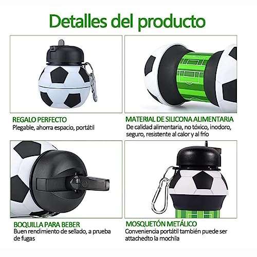 Amazon: Botella Agua Plegable Deportiva Forma de Balón Fútbol Basquetbol Beisbol Tenis,