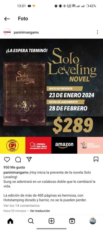Libro Solo Leveling 1 Novela - Español