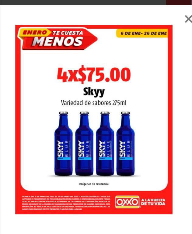 Bebida PAQ DE 4 sky Blue Oxxo variedad
