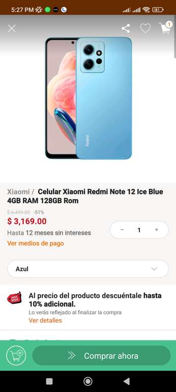 Linio: Redmi Note 12 4G - 4+128 GB Color Blue
