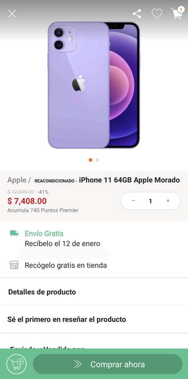 Linio - iPhone 11 64Gb (Reacondicionado) - hasta 18msi con PayPal