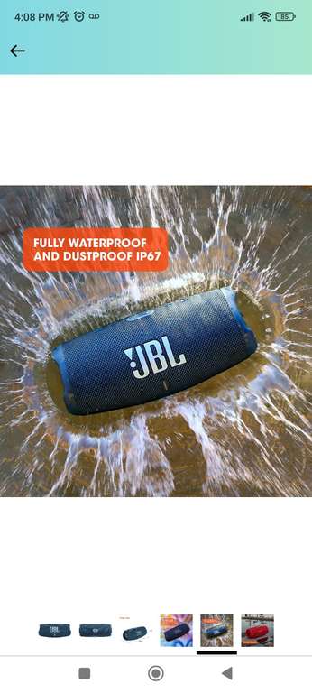 Amazon: Bocina JBL portátil Charge 5 Bluetooth azul