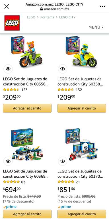 Amazon te invita al cine en la compra de LEGO DUPLO y LEGO CITY (2 boletos para Cinépolis)