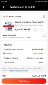 AliExpress: $3,991.30 Celular Xiaomi Redmi note 10 pro versión global 8/256 gb