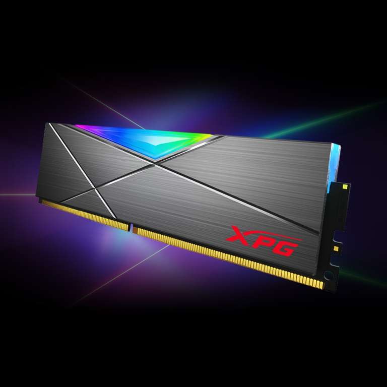 CyberPuerta: Memoria Ram XPG 16GB Spectrix RGB D50 Titanio DDR4, 3200MHz, , Non-ECC, CL16, XMP, Gris