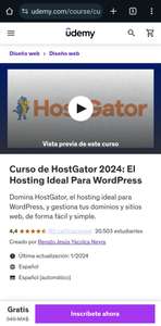 Udemy: Curso de HostGator 2024: El Hosting Ideal Para WordPress (GRATIS)
