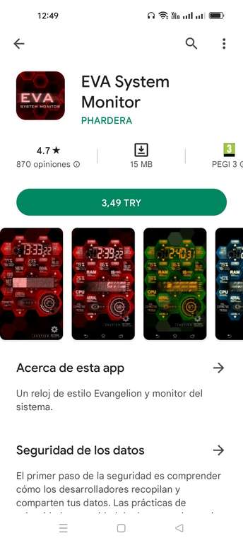 Google Play: Monitor de Sistema Evangelion Android Turquía