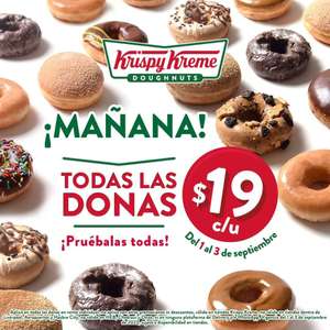 Krispy kreme: Todas las donas a $19.00 (tienda física)