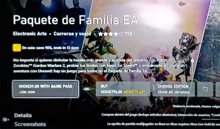 Xbox: Paquete de Familia EA