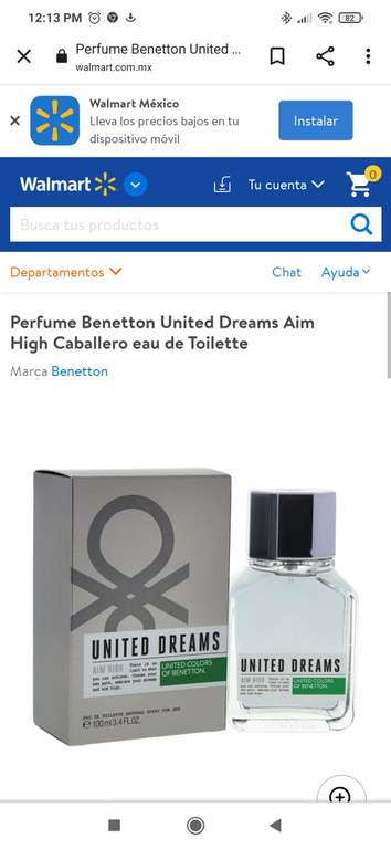 Walmart: Perfume Benetton United Dreams Aim High Caballero eau de Toilette