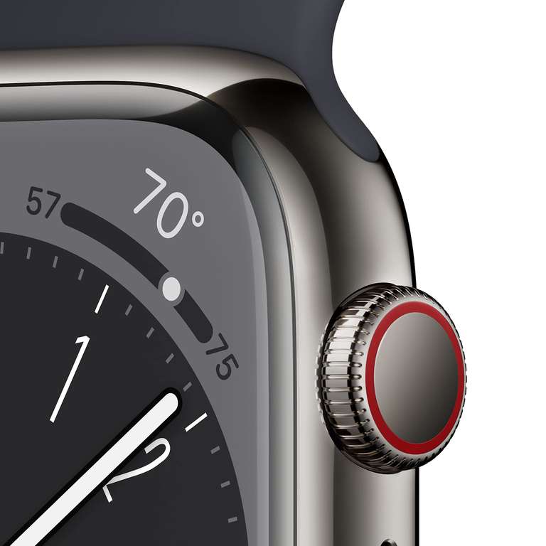 Amazon USA: Apple Watch Serie 8 (GPS + celular, 1.77 pulgadas) acero inoxidable grafito con correa deportiva medianoche (renovado Premium)