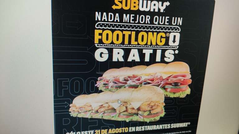 Rappi, Didi Food y Uber Eats: 2x1 en Subway Footlong