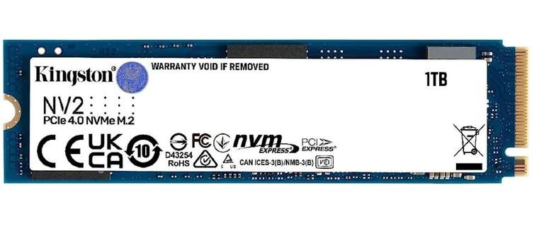 Amazon: Kingston SSD NV2, Capacidad: 1000 GB, Factor de Forma: M.2 2280, Interfaz: NVMe PCIe Gen 4.0