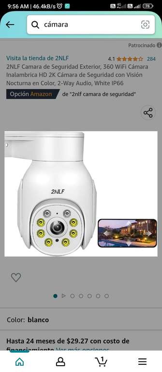 Amazon: 2NLF Camara de Seguridad Exterior, 360 WiFi Cámara Inalambrica HD 2K Cámara de Seguridad con Visión Nocturna