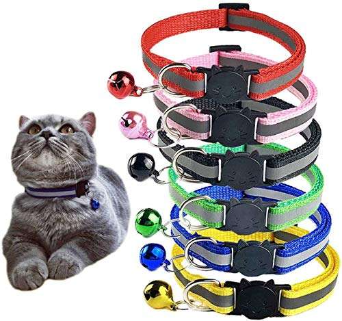 Amazon Collar reflectante con campana para gatos, juego de 6