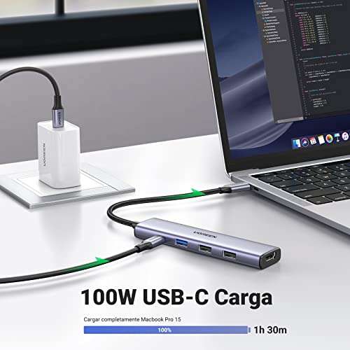 Amazon: UGREEN USB C Hub, 5 en 1 Adaptador USB C Multipuerto Aluminio a 4K@30Hz HDMI