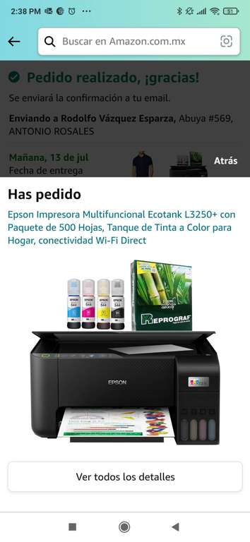 Amazon Prime Day: Epson Impresora Multifuncional L3250 + Tinta + paquete 500 hojas (Desde $3,472 con promociones bancarias)