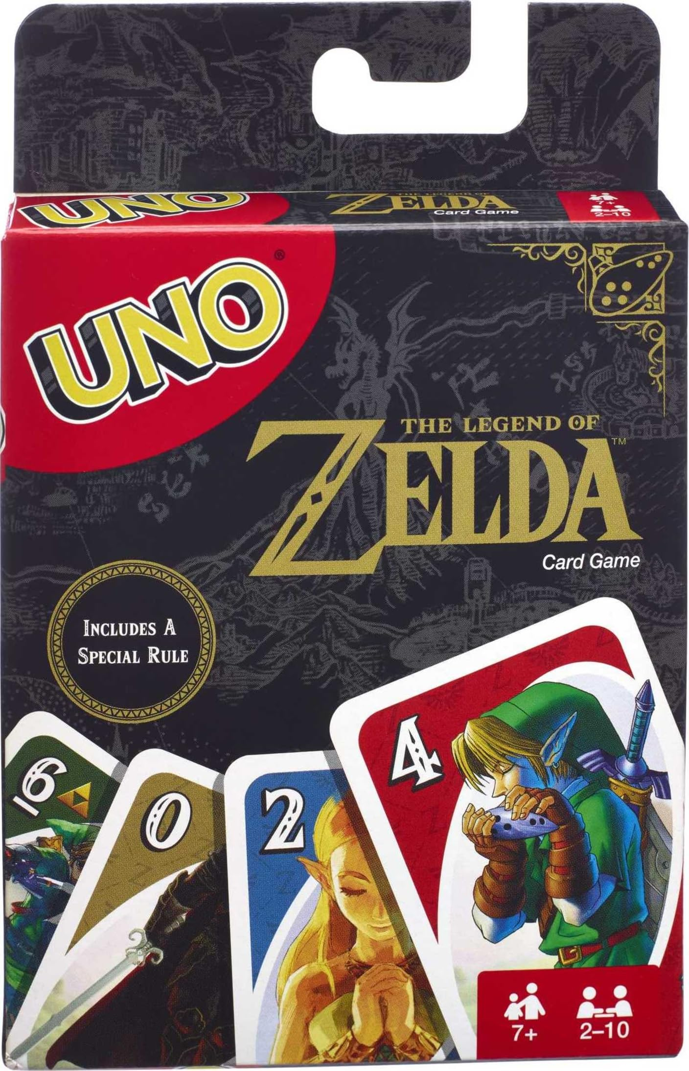 Amazon: UNO The Legend of Zelda Juego de Cartas con Carta Trifuerza y Acciones Clásicas, 112 Cartas