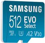 Amazon: Memoria Micro SD Samsung EVO Select de 512GB clase 10 u3 + Adaptador | Precio antes de pagar