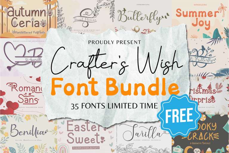 [Creative Fabrica] Crafter’s Wish Font Bundle | 35 fuentes premium de AEN Creative Studio