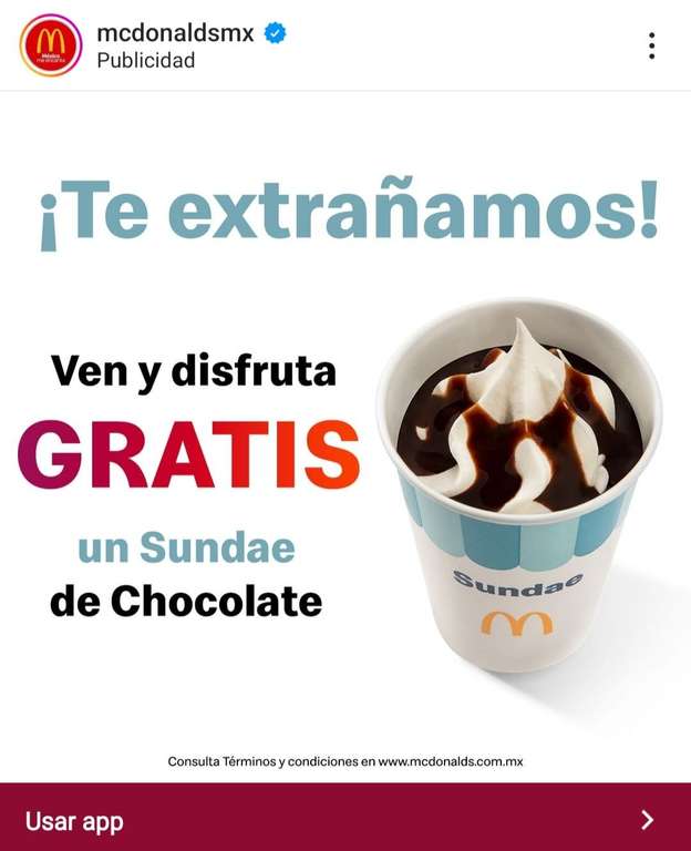 McDonald's [APP]: Sundae de chocolate gratis