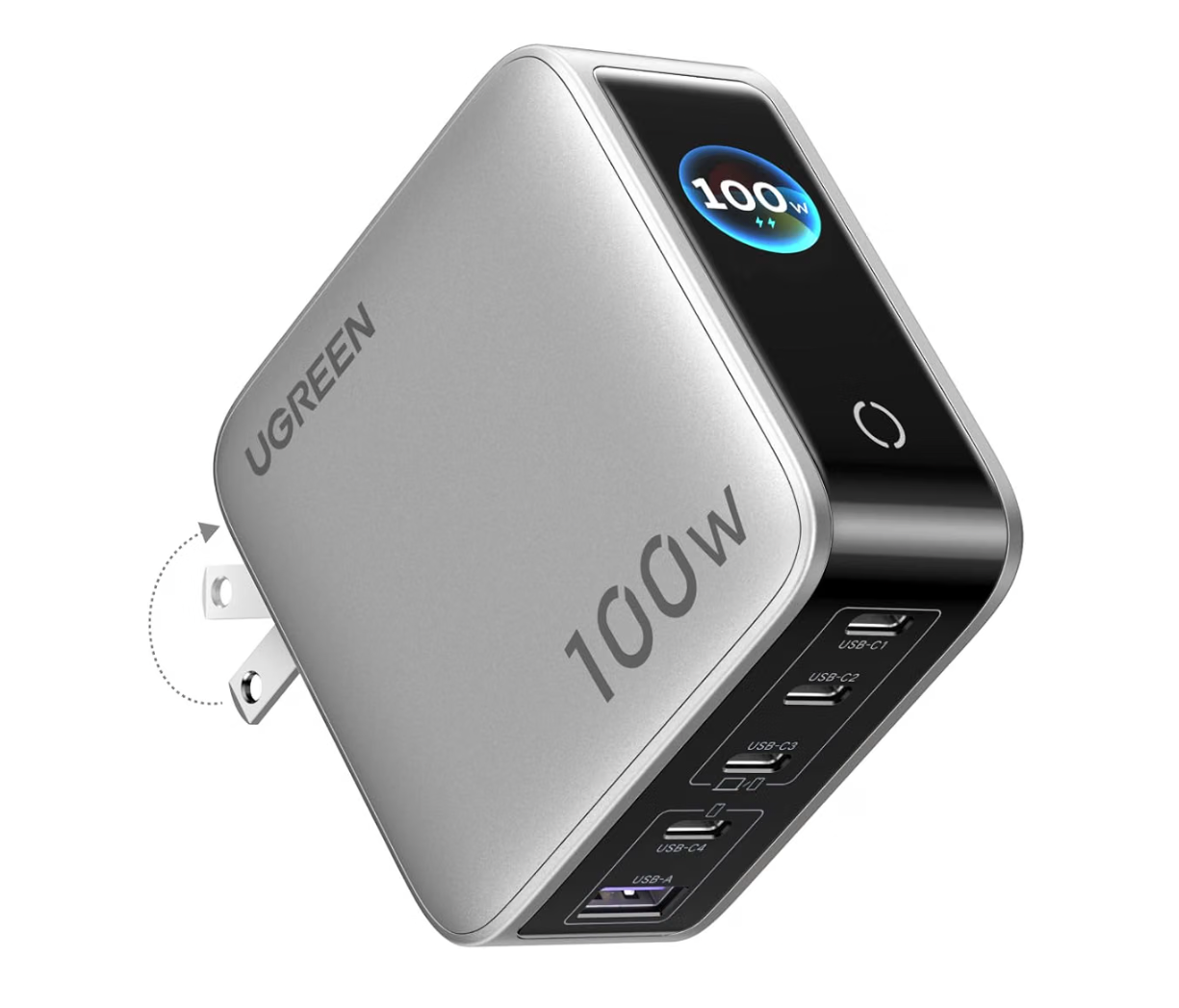 Amazon: UGREEN Nexode Pro 100W Cargador USB Tipo C 5 Puertos Pantalla Inteligente