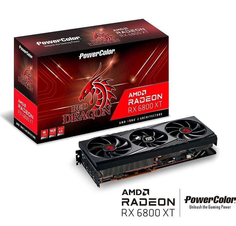 Amazon PowerColor Red Dragon AMD Radeon RX 6800 XT Tarjeta gráfica para Juegos con Memoria GDDR6 de 16 GB