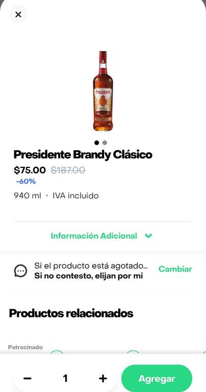 Rappi: brandy presidente clásico