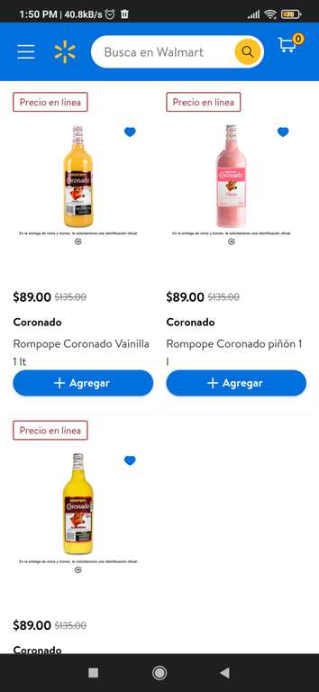 Walmart: Rompope Coronado a $89