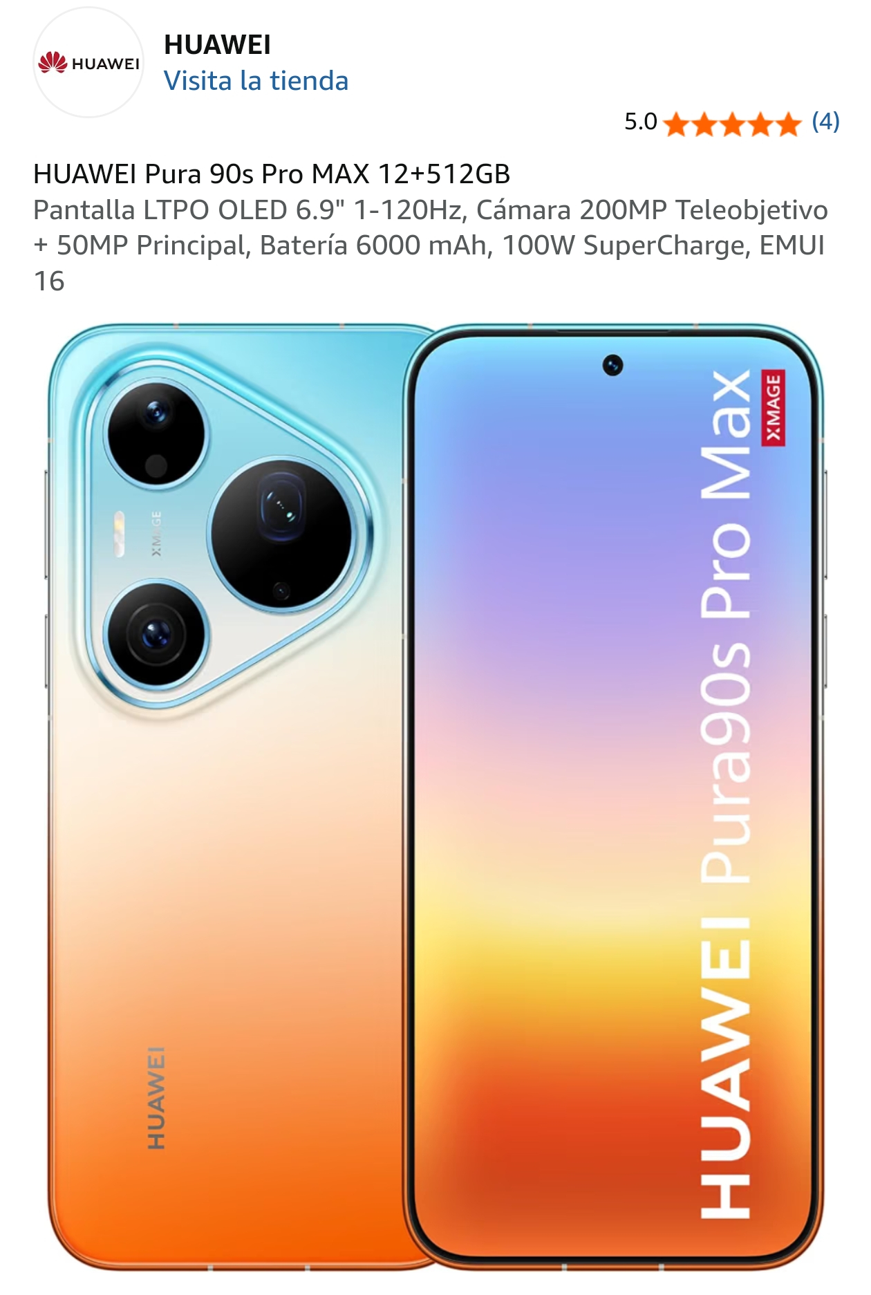 Huawei Pura 90S Pro Max 512 GB (Color Naranja) en Amazon Bussines