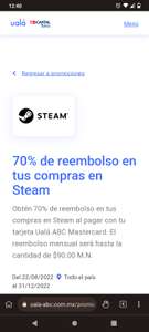 Ualá: reembolso del 70% en Steam (máximo 90 pesos)