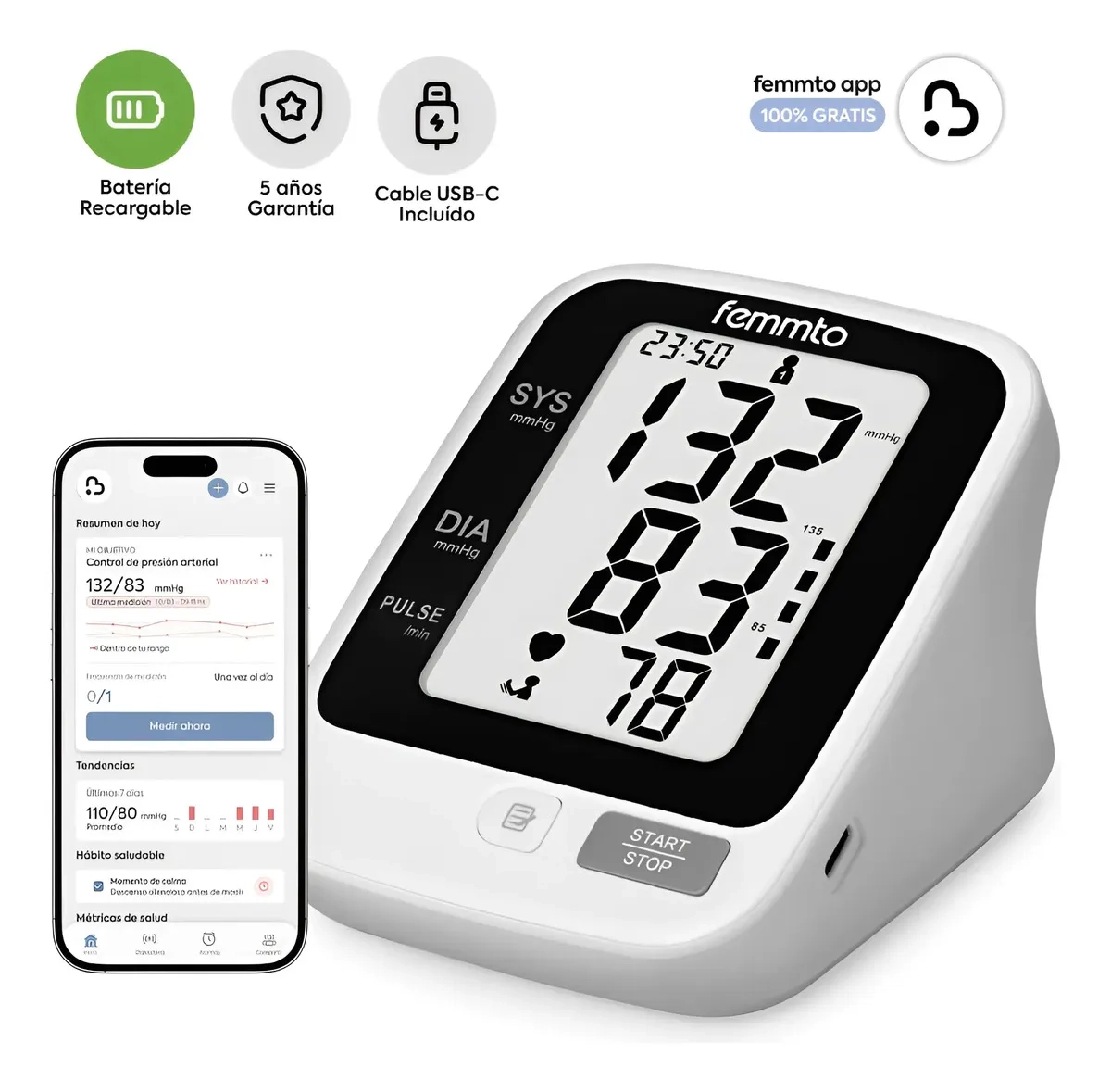 Mercado Libre: Baumanometro Digital Brazo Recargable USB Monitor Medidor Presión Arterial Tensiómetro Aparato Checador de Presión FEMMTO