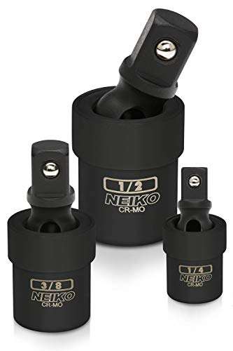 Amazon: Neiko 02486A - Juego de cubo de impacto de acoplamiento universal, negro, 3 piezas, Cr-Mo, controlador de 1/4, 3/8, 1/2 pulgadas
