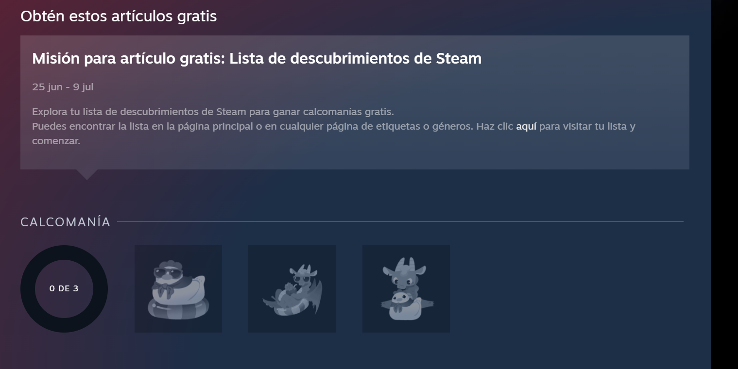STEAM: Obtén calcomanías gratis al revisar tu lista de descubrimientos