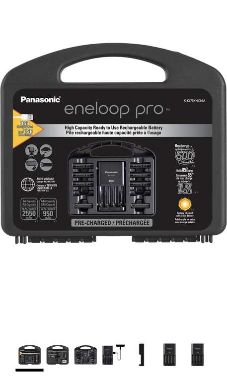 Amazon: Eneloop Panasonic K-KJ75KHC66A Pro - Batería Recargable de Alta Capacidad 6AA, 6AAA, Cargador de batería avanzado