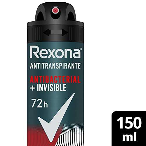 Amazon: Antitranspirante Rexona antibacterial + invisible en aerosol para caballero 150 ml