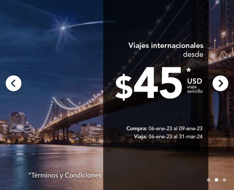 Volaris: Viajes Nacionales con tarifa base desde $68 MXN y Viajes Internacionales desde $45 USD