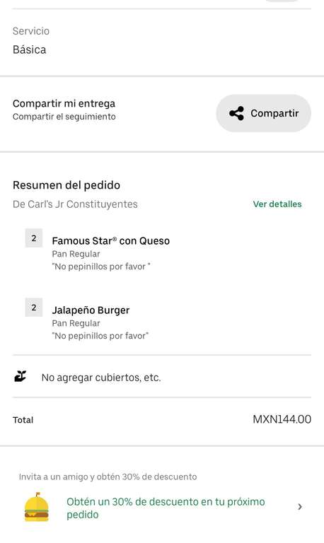 Uber Eats Carl's Jr 2x1 + $120, Corregidora(constituyentes), Querétaro