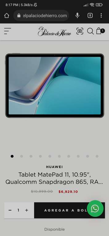El Palacio de Hierro: Tablet Huawei mate pad 11