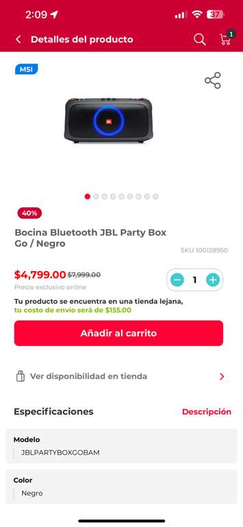 Office Depot: Bocina JBL Party Box Go