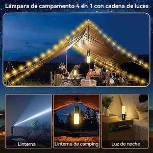 Amazon: Lámpara de campamento con guirnalda de luces - IP44 - 10 Metros