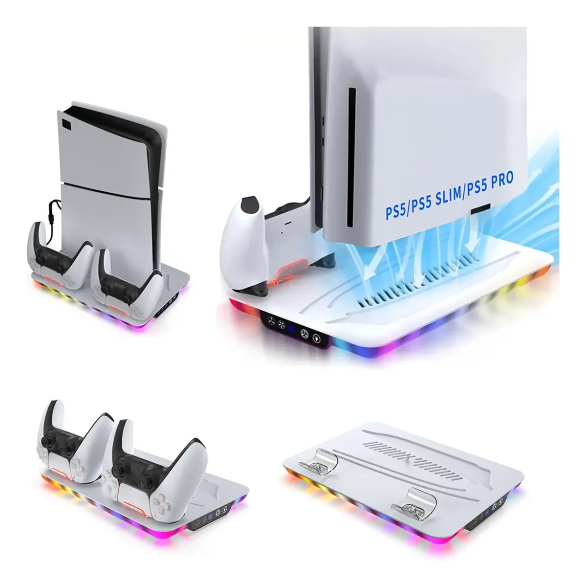 Mercado Libre: Base de Carga y Refrigeración RGB para PS5 / PS5 Slim | Doble Carga