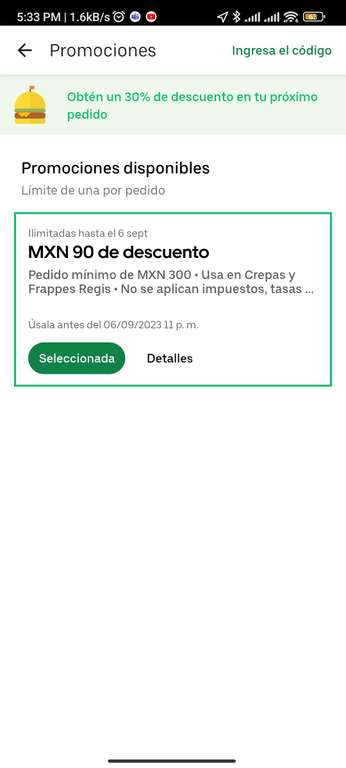 Uber Eats: "Crepas y Frappes Regis" 4 crepas de Nutella con plátano por 70 pesos con Uber One en Barranca del Muerto, Mixcoac y alrededores!