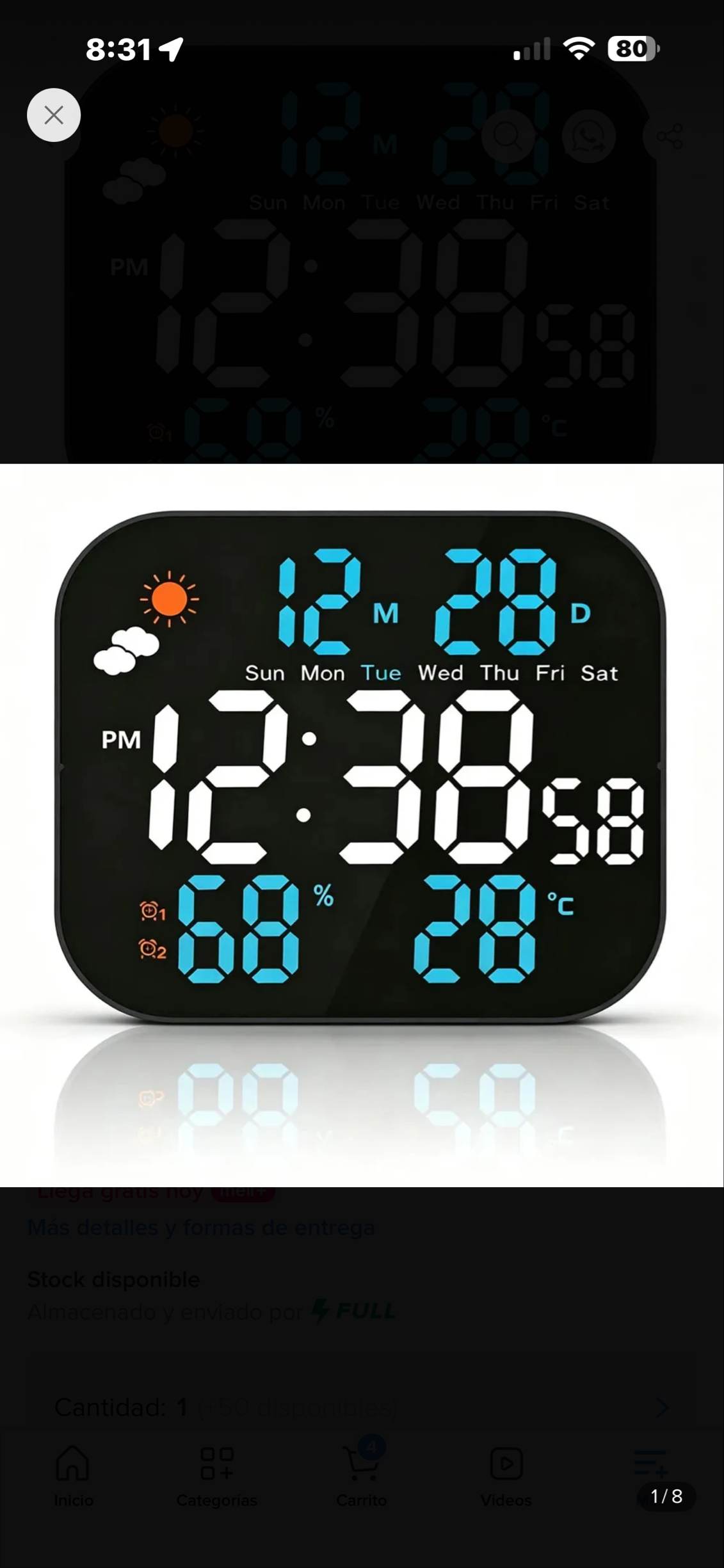 Mercado Libre: Reloj De Pared Digital Con Termómetro, Calendario, Brillo Ajustable, Clima y Alarma Multifunción