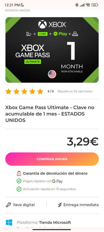 Gameseal: Xbox Game Pass Ultimate - 1 Month VPN USA - NO ACUMULABLE