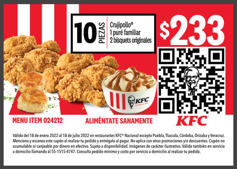 Pkt 10 piezas de KFC de $299