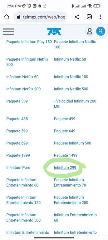 Telmex: Infinitum $299 (40 megas)
