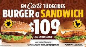 Carl's Jr: Combo Amazing Burger o Amazing Sándwich por $109